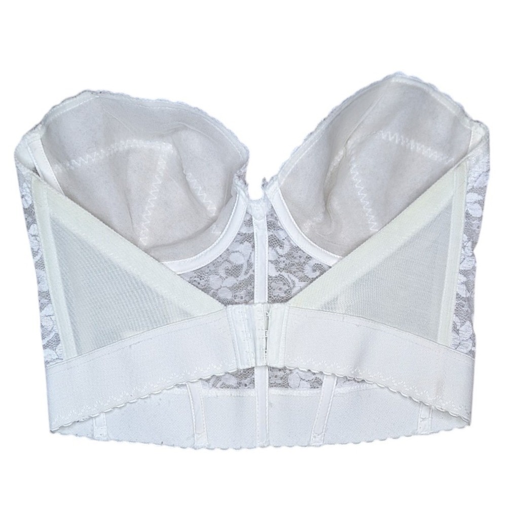 Vintage‎ Madonna 38C White Lace Longline Bustier Bra Strapless Unpadded - Picture 2 of 5